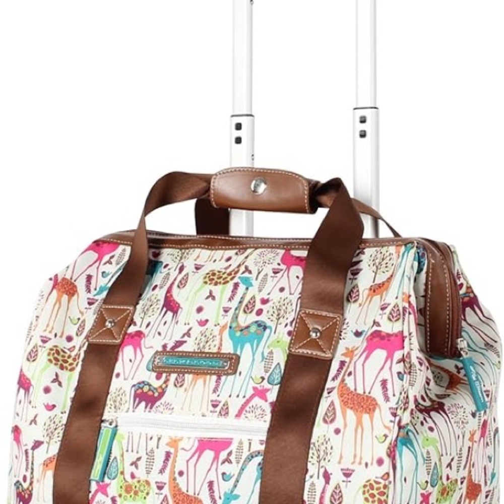 Lily Bloom Giraffe Park Carry On Wheeled Cabin Tote - Picture 2 of 11